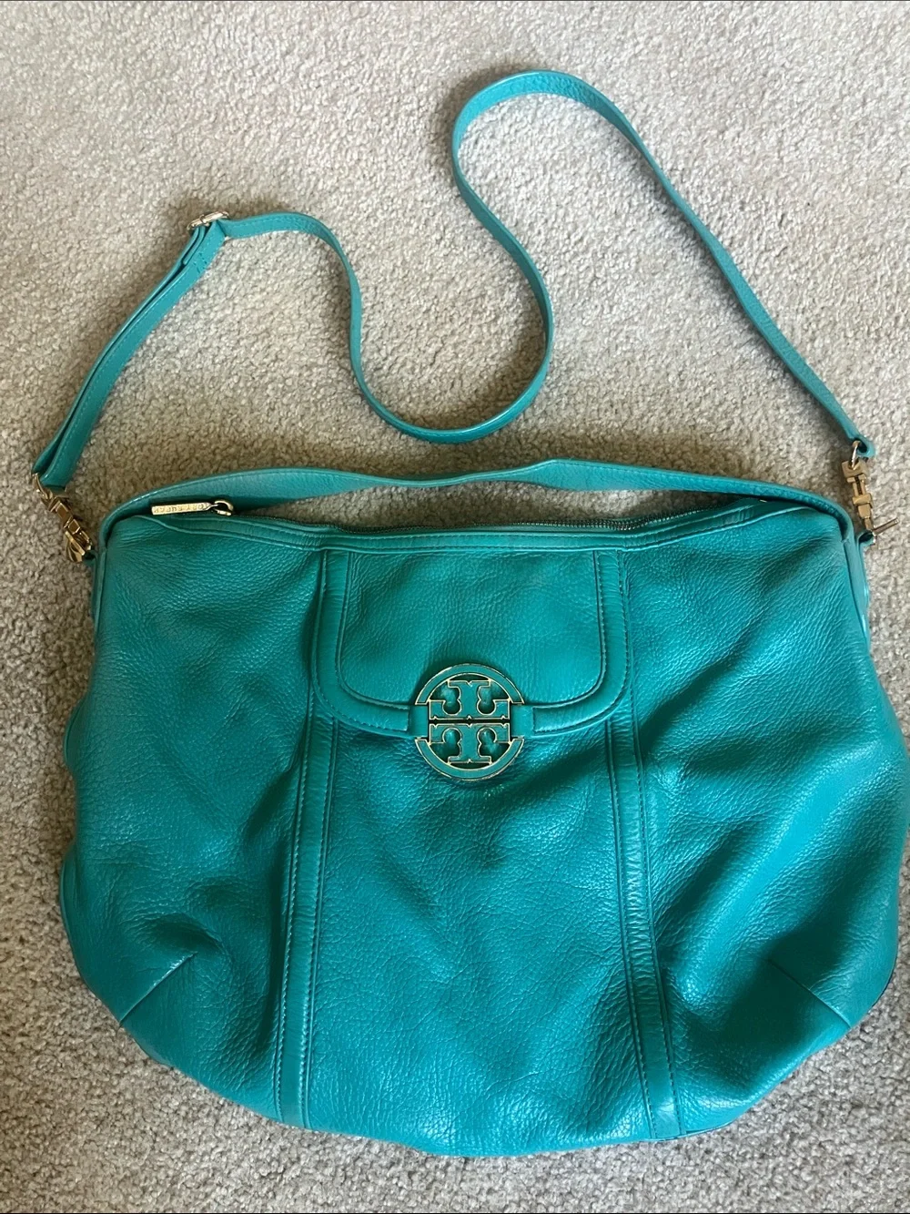 Tory Burch Amanda Crossbody turquoise  blue Hobo Large Bag